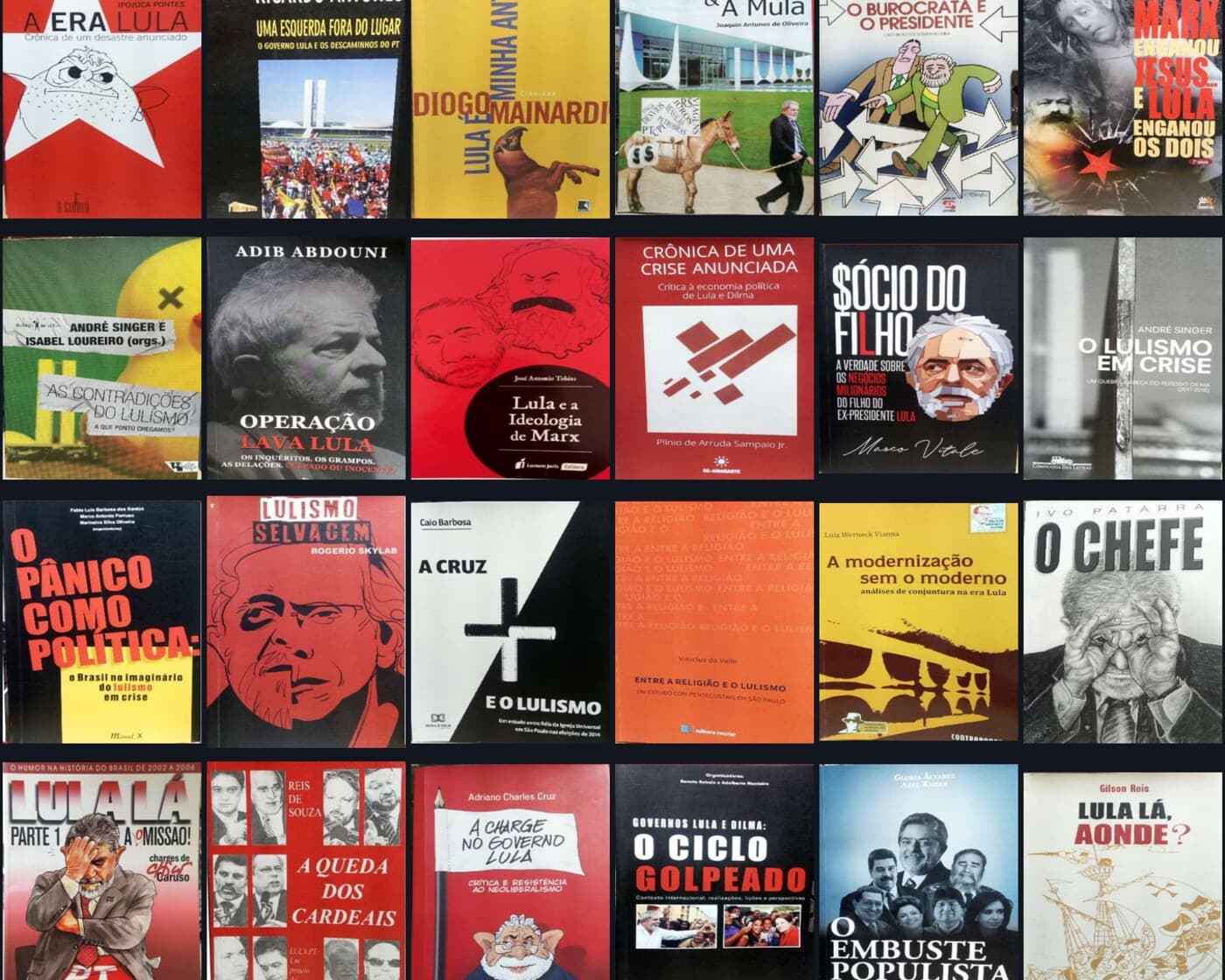 Capas dos 30 livros — contra Lula